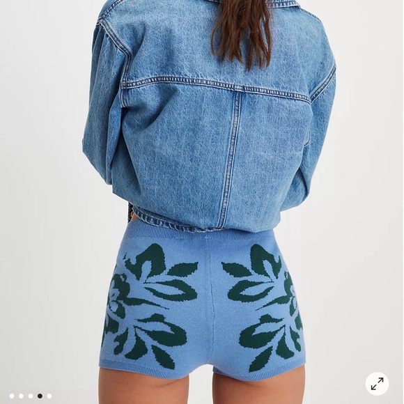 Free People  Kaia Swit Shorts Knit Shorts - Blue and Green NWT cute - Picture 4 of 4